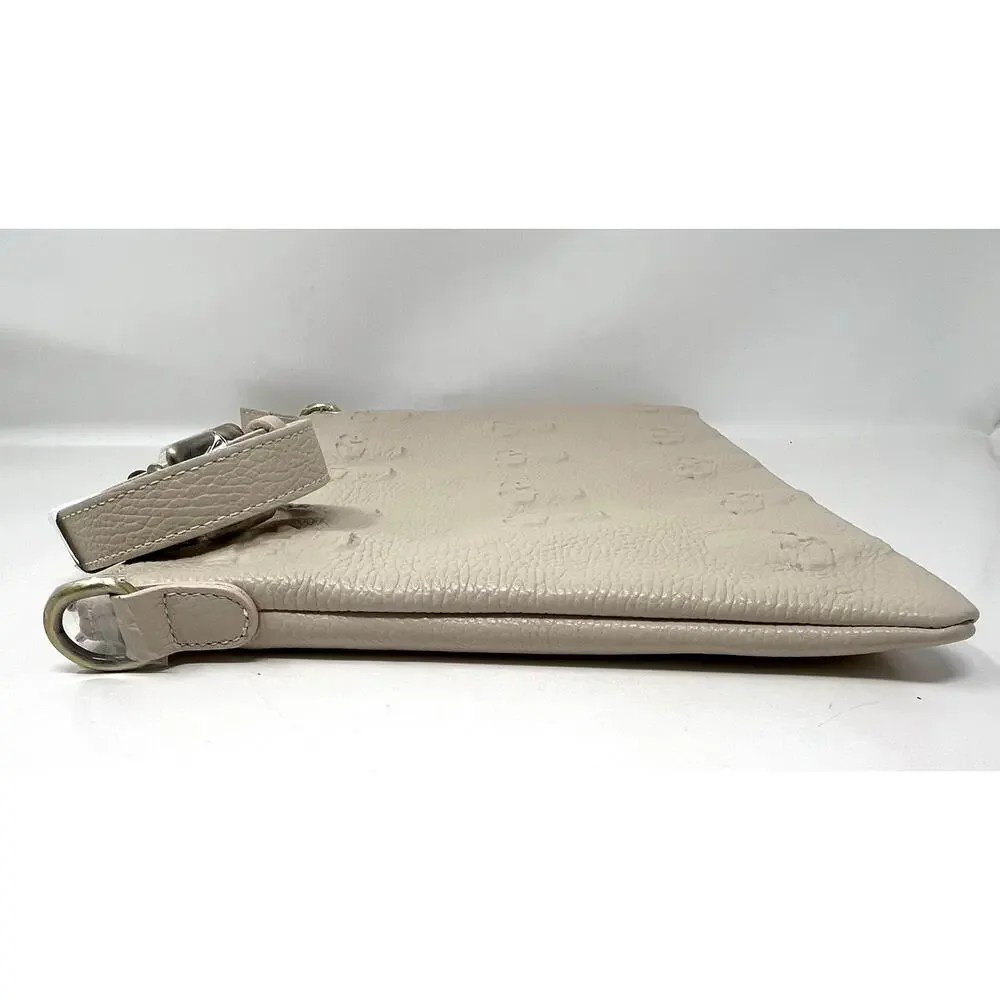 IO PELLE Italia Skull Embossed Leather Crossbody Bag Clutch Lt. Beige 14x10